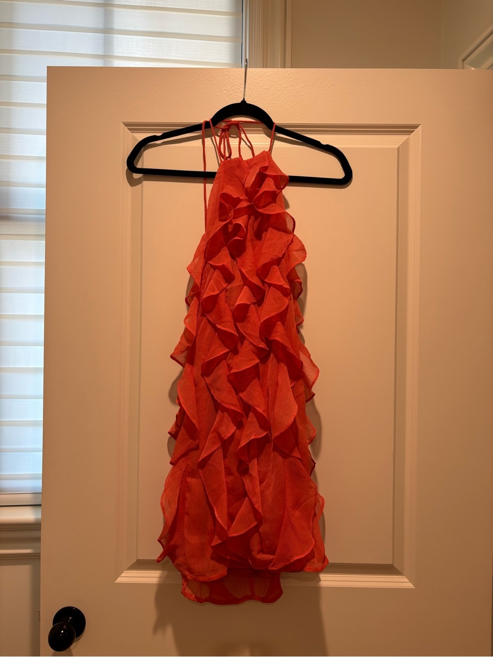 Pretty Lavish Halter Ruffled Mini Dress Dusky Rose US 4